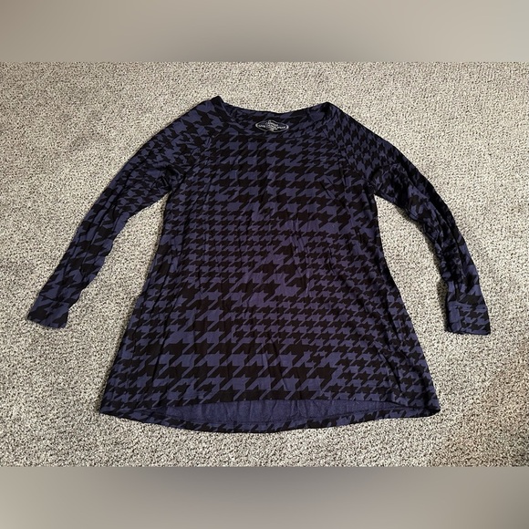 SOMA Size Large Purple Black Houndstooth Print Luxuriously Soft Lounge Dress - Picture 1 of 5